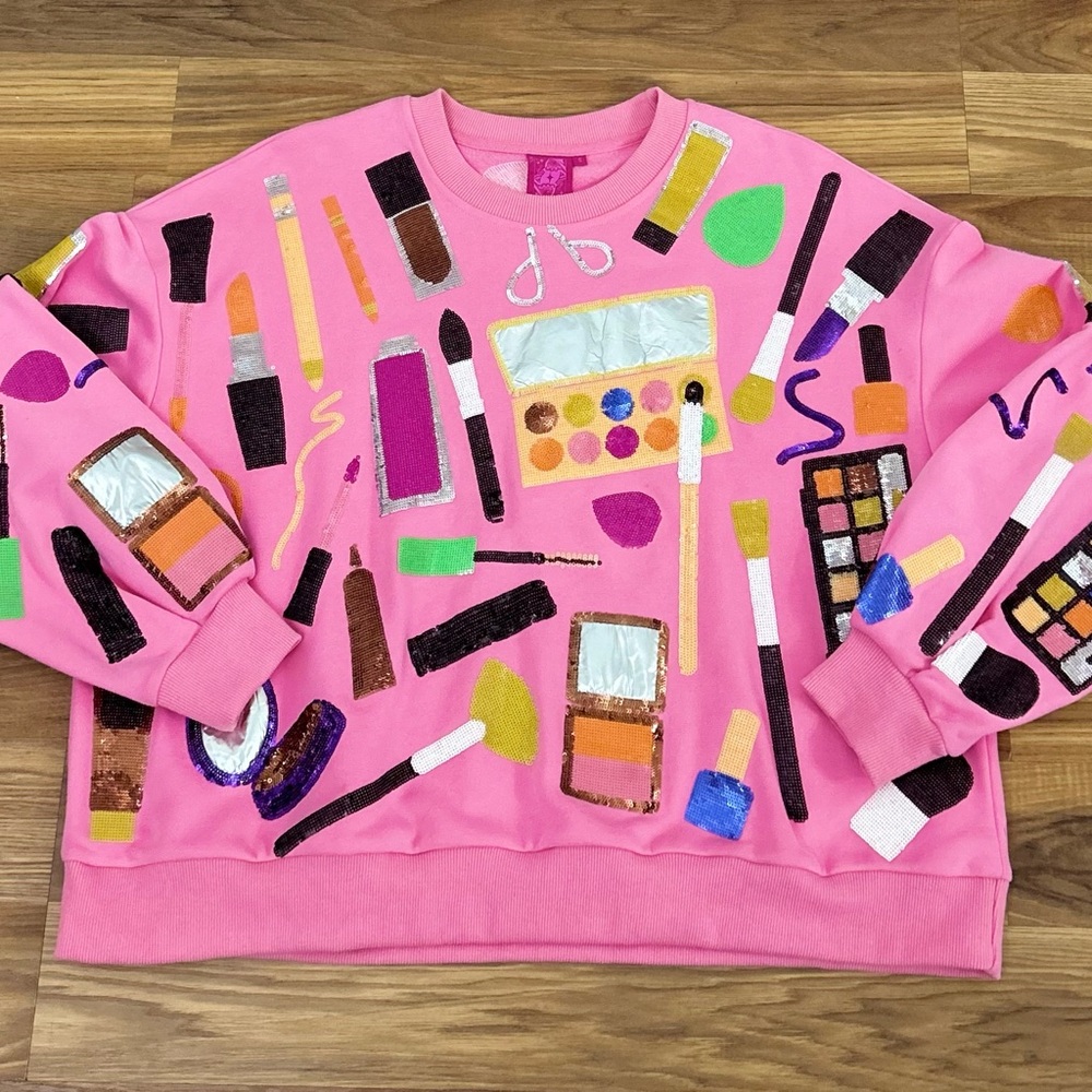 Colorful Makeup Print Sweatshirt